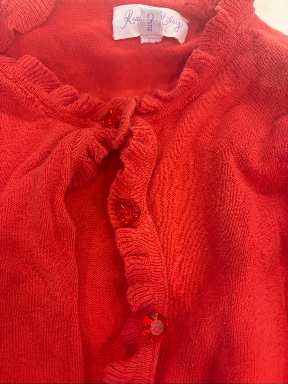 Rachel Riley Red Ruffle-Trim Cardigan - Picture 3 of 5